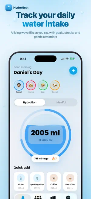 HydroNest Family Water Tracker screenshot 1