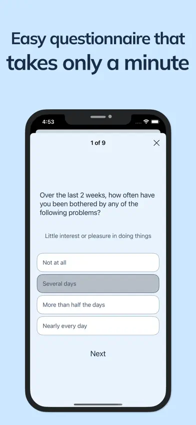 PHQ-9 self assessment screenshot 2
