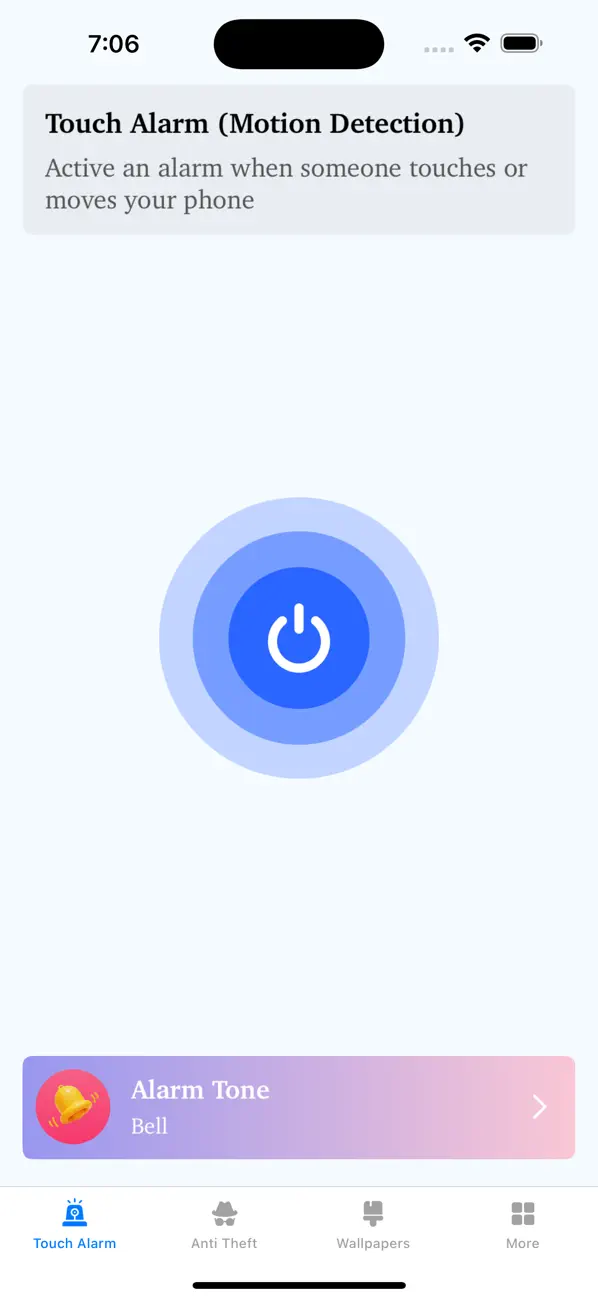 Screenshot #1 pour Don't Touch My Phone Alarm App