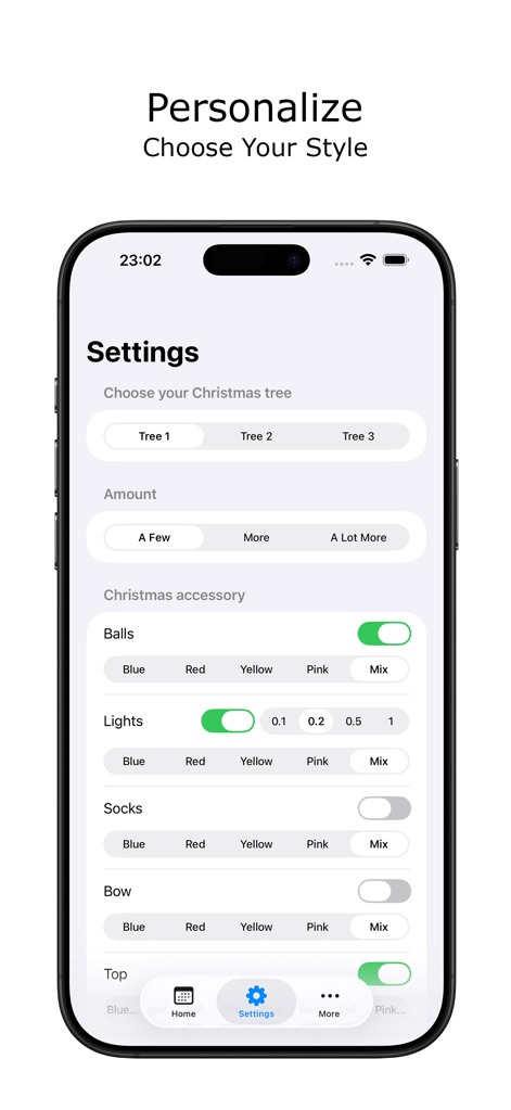 My Christmas Tree - Countdown - my-christmas-tree-app-settings-screen