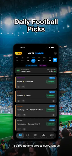 OverUnder Football Predictions screenshot 1
