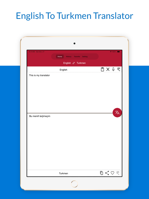 English To Turkmen Translator iPad screenshot