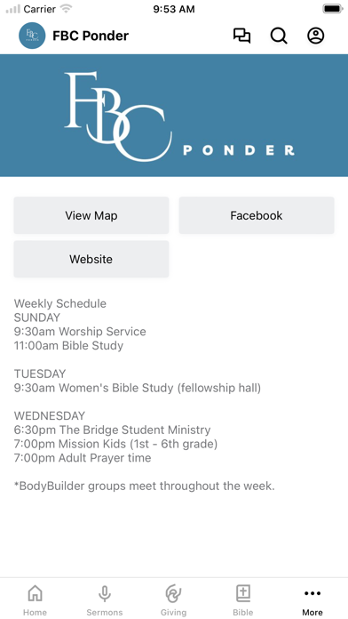 First Baptist Church Ponder Screenshot