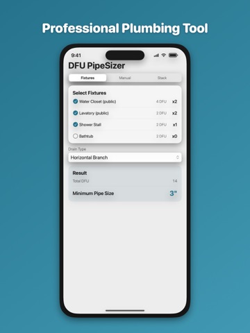 DFU Pipe Sizer iPad screenshot
