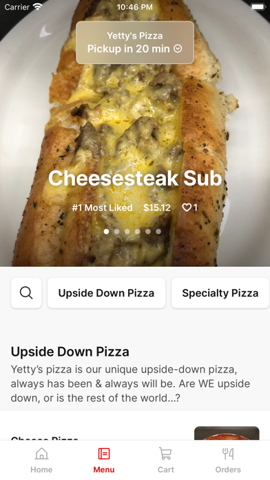Yetty's Pizza & Pasta iPhone screenshot 2 - Food & Drink app