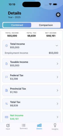 Canada Income Tax Estimator screenshot