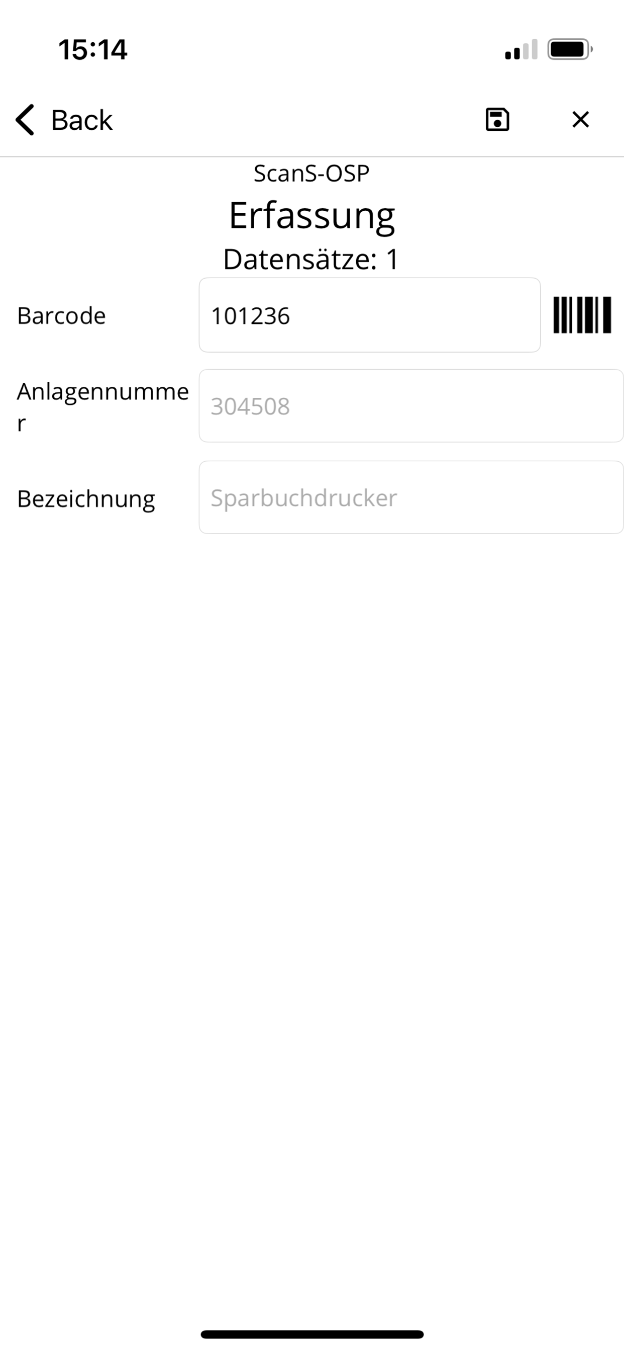 ScanS-OSP Datenerfassung