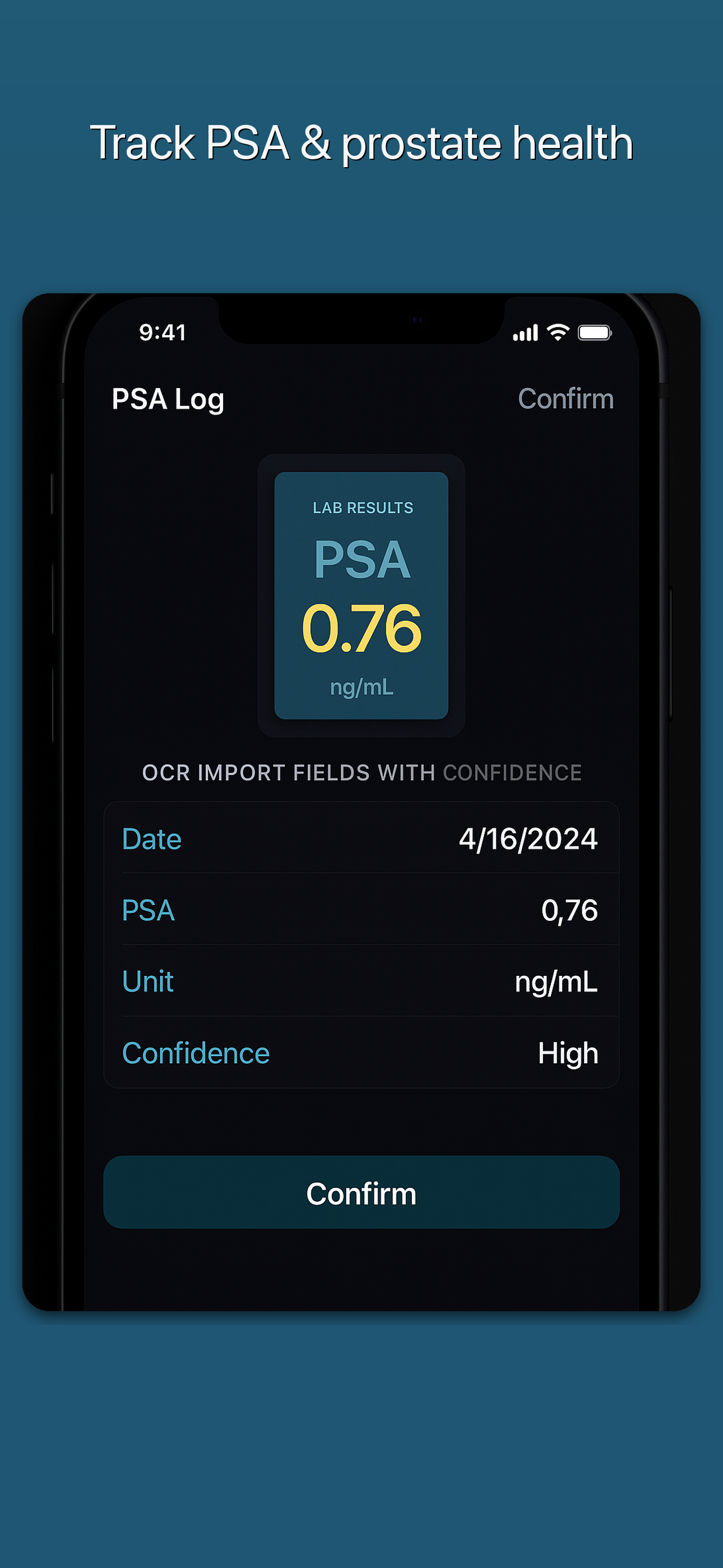 PSA Log: Prostate Tracker