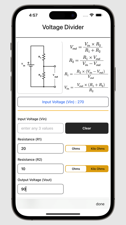 #4. Voltage Divider Calculator (iOS) By: V PUGAZHENTHI