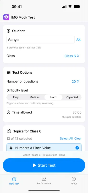 Math Olympiad Mock Test screenshot 1 of 6