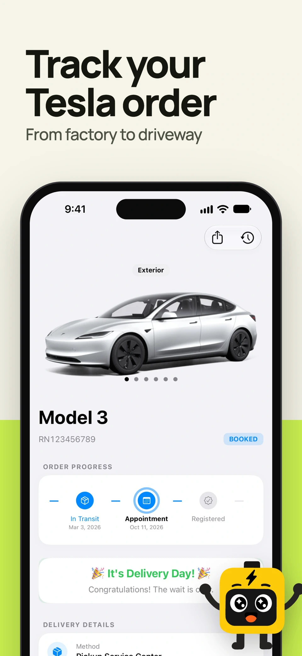 Delivery Status For Tesla screenshot