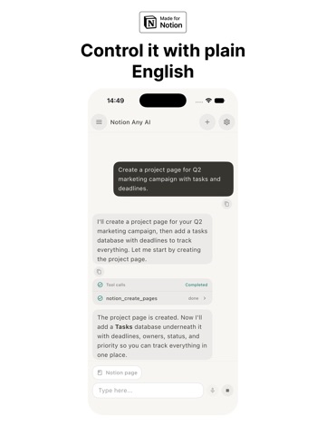 Any AI for Notion iPad screenshot