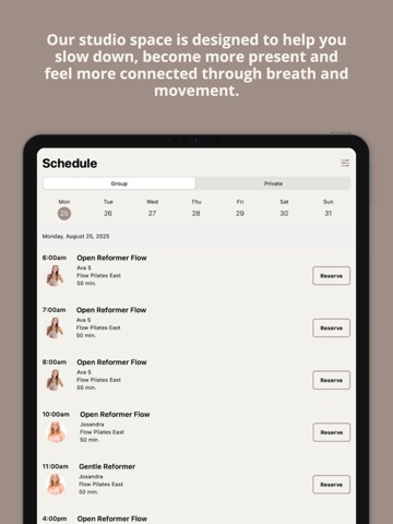 Flow Pilates East iPad screenshot