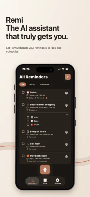 Remi - AI Reminders & To-Dos screenshot 1