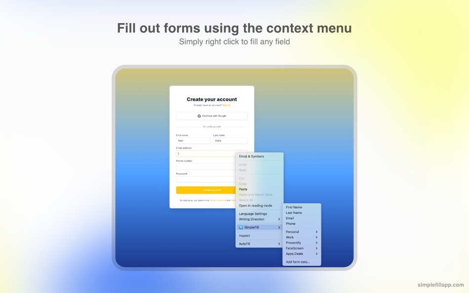 #1. SimpleFill - Autofill Forms (macOS) 게시자: Ram Patra