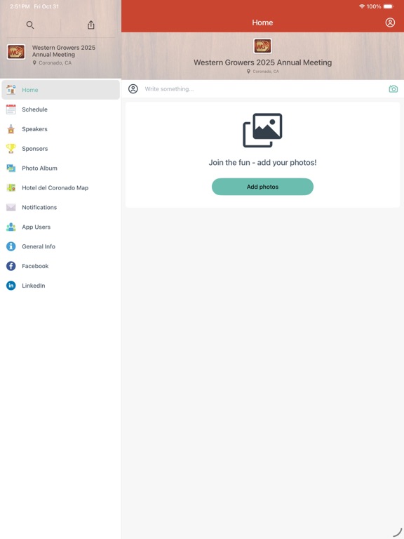 Western Growers Annual Meeting iPad screenshot 1 - Business app