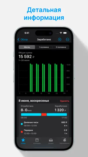 Скриншот Pay Slip — рабочий календарь на iPhone 3