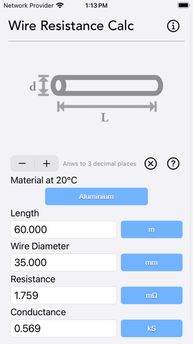 Wire Resistance Calc Screenshot