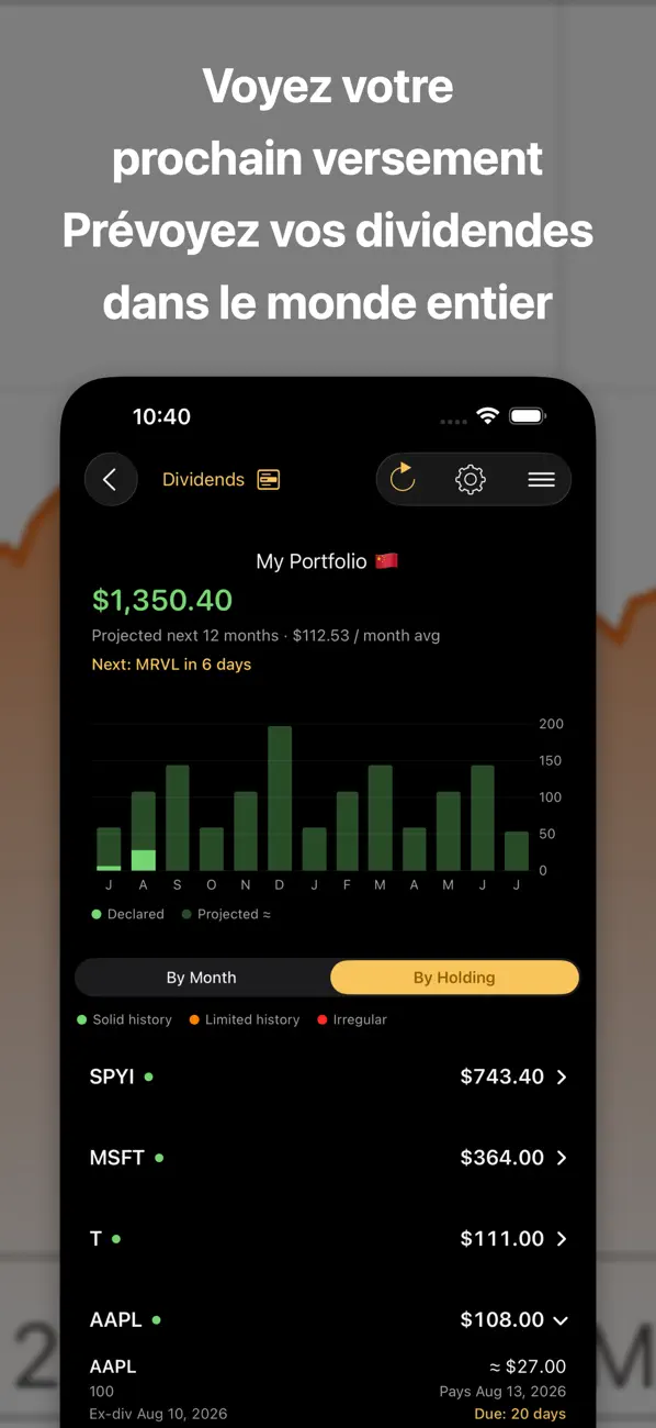 Screenshot #1 pour Stocks Live+ Dividendes