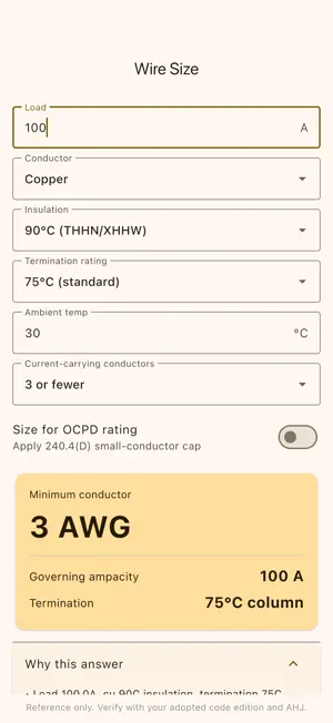 Electric Ref: Wire Size & Fill screenshot 1