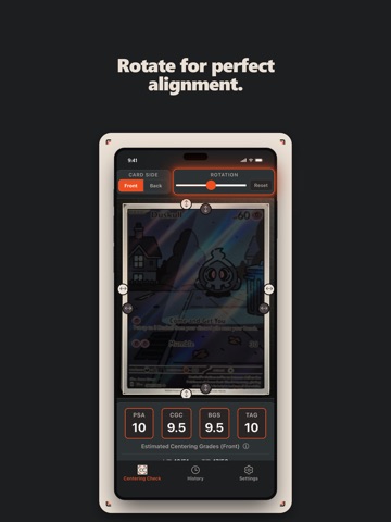 Centering Check: TCG Card Tool iPad screenshot