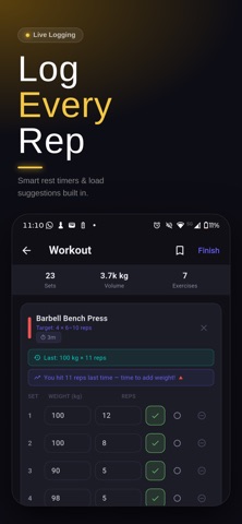 GainLog - Gym Workout Tracker Screenshot 1 of 8