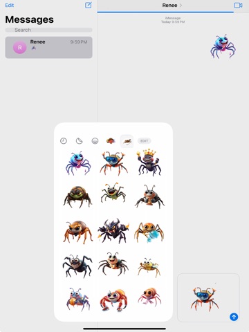 Pouncing Spider Stickers iPad screenshot