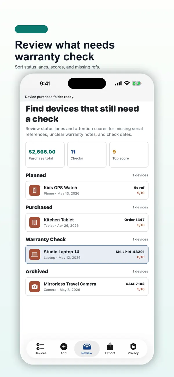 Screenshot #3 pour Device Purchase Ledger