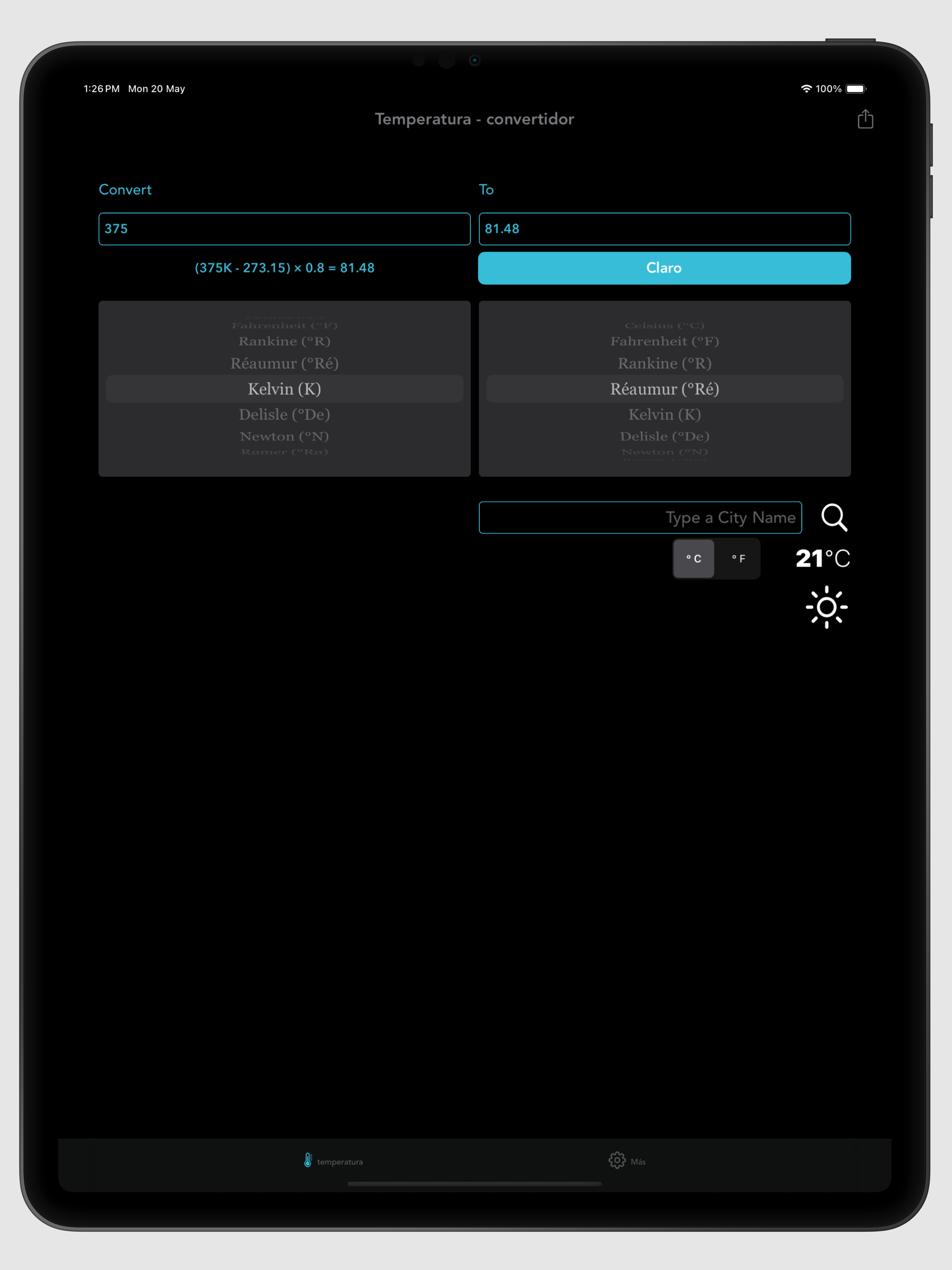Convertidor de temperatura.