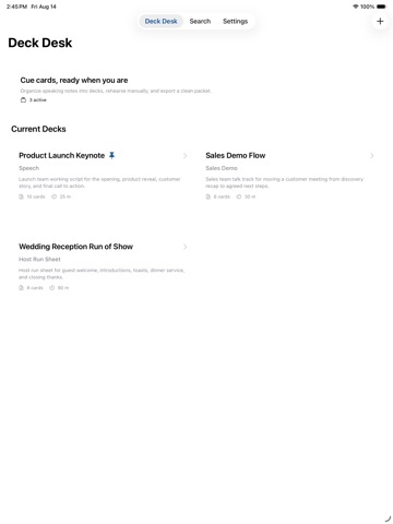 CueBinder Notes iPad screenshot