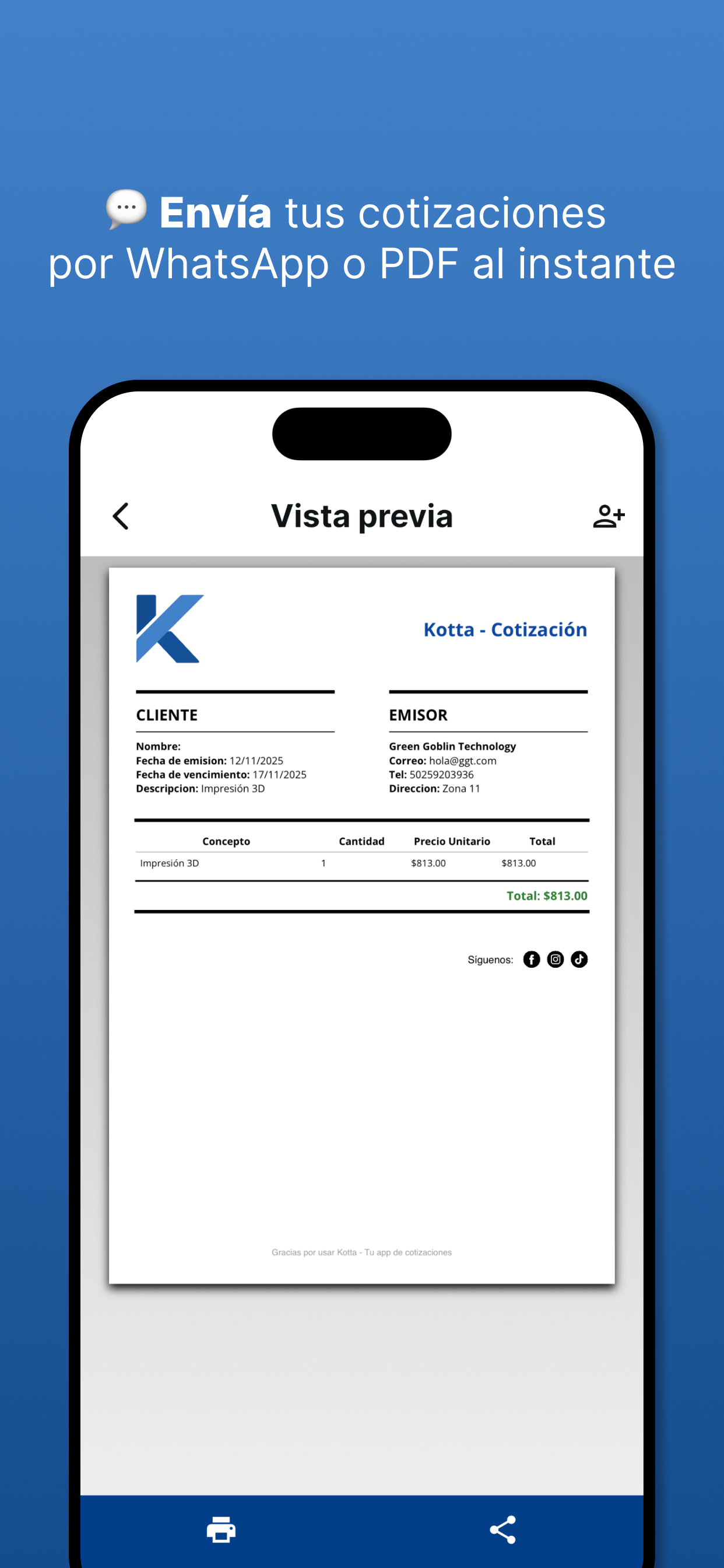 Kotta - Calculadora de precios