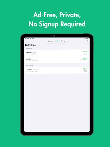 Tip Tracker: TipThat iPad screenshot