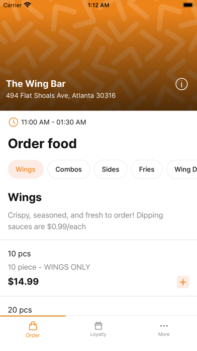 The Wing Bar ATL Screenshot