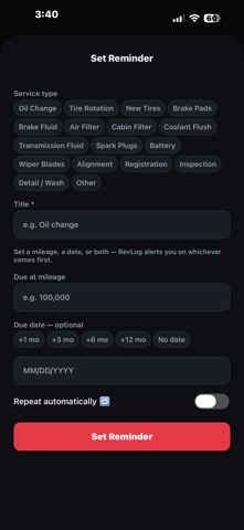 RevLog: Car Maintenance Log Screenshot 6 of 6