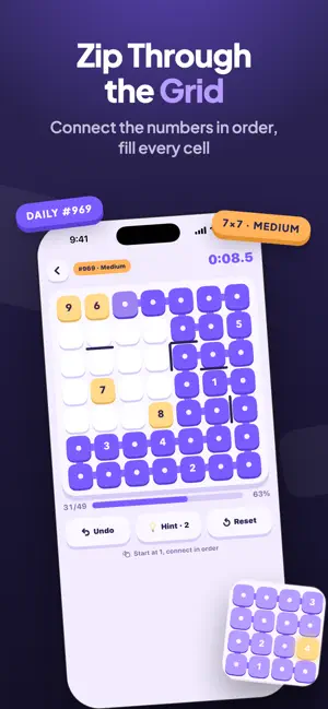 Zip Game: Number Path Puzzle screenshot 1