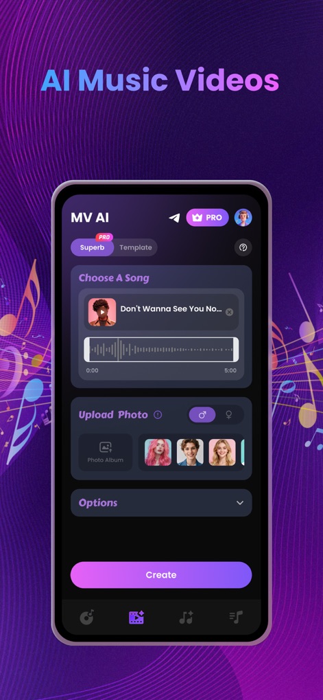 Sondo - AI Music Video & AI MV - Users can effortlessly select a song and integrate personal photos, leveraging the app's AI to generate synchronized music videos.
