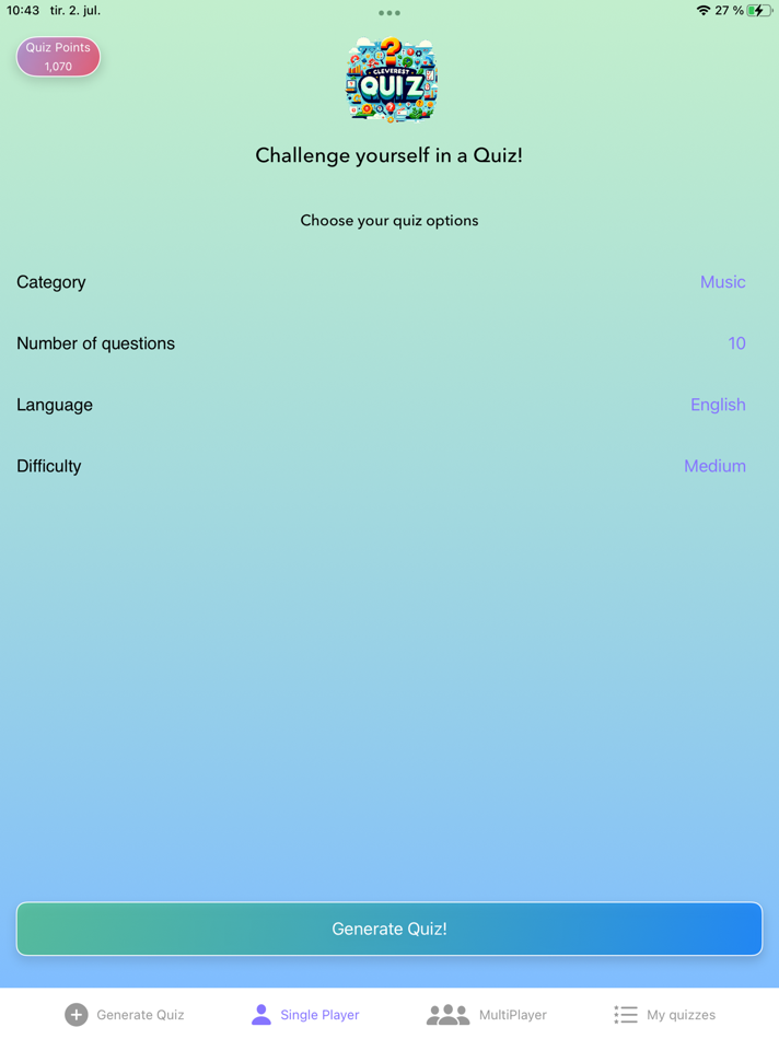 #2. Cleverest Quiz (iOS) Podle: Finn Reidar Aasen