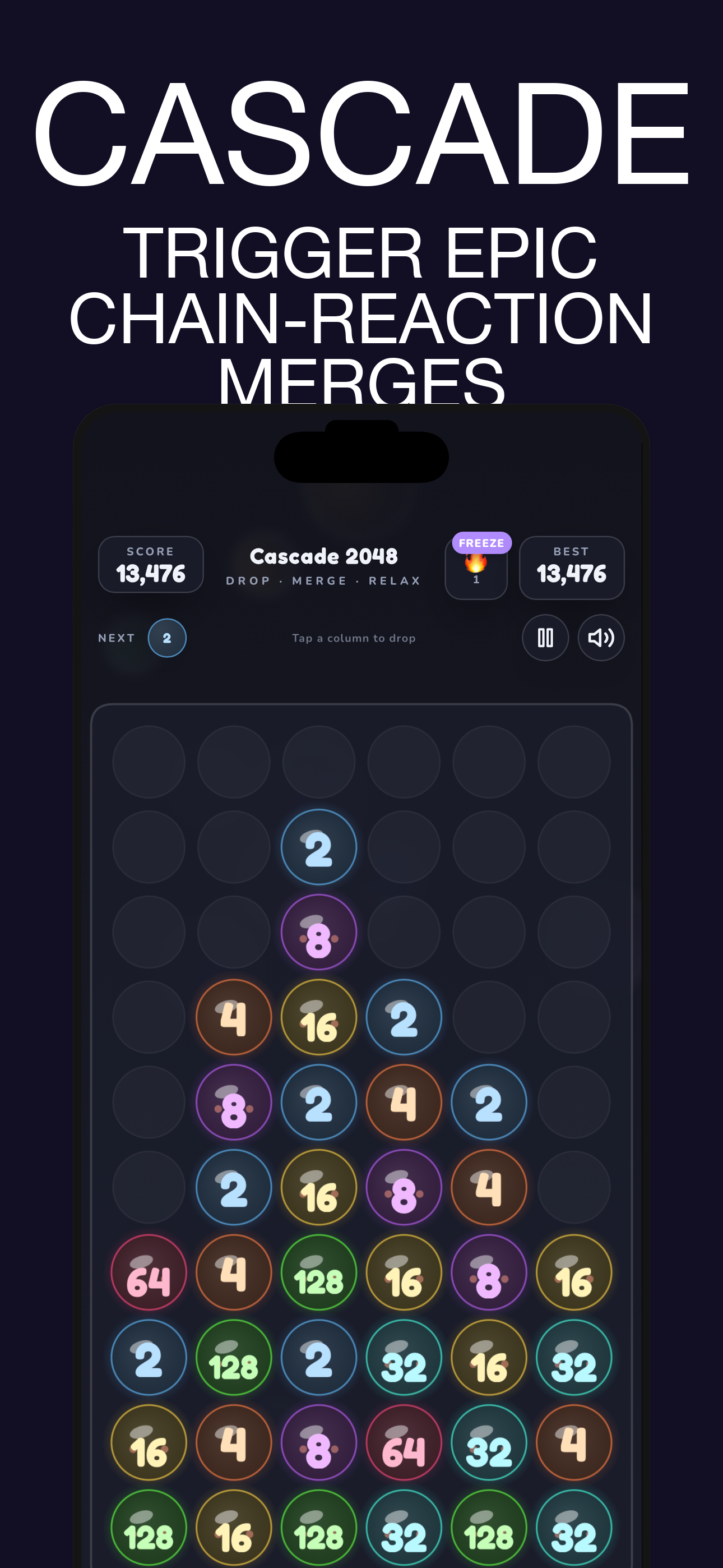 Cascade 2048: Drop & Merge screenshot 2