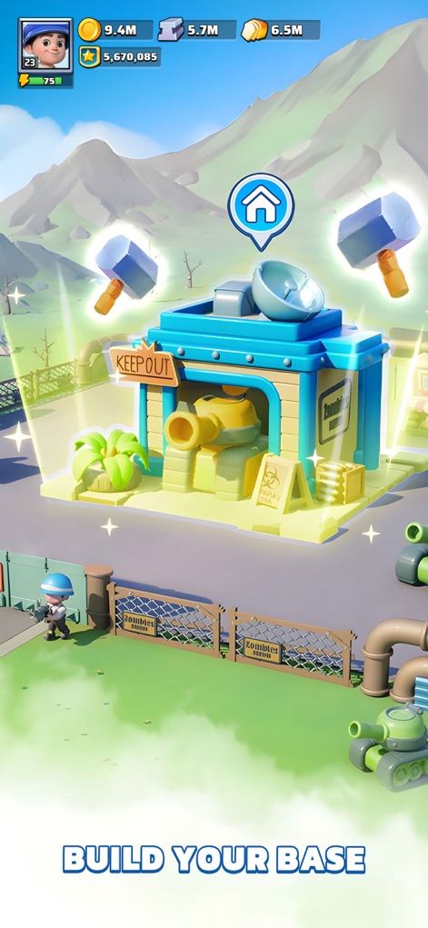 Last War:Survival - Examine the detailed base-building interface, complete with clear construction icons and a variety of functional structures like cannon turrets.