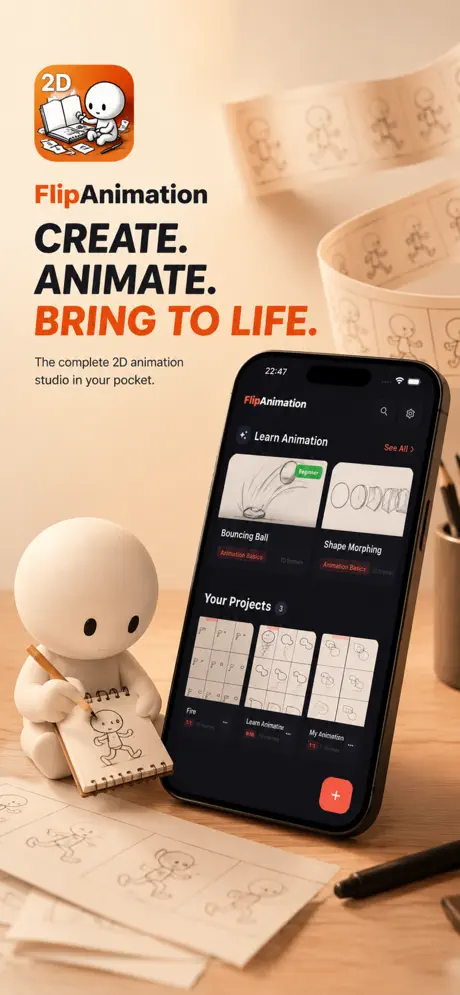 Flip Animation: Draw a Clip 2D 逐帧动画创作工具应用截图