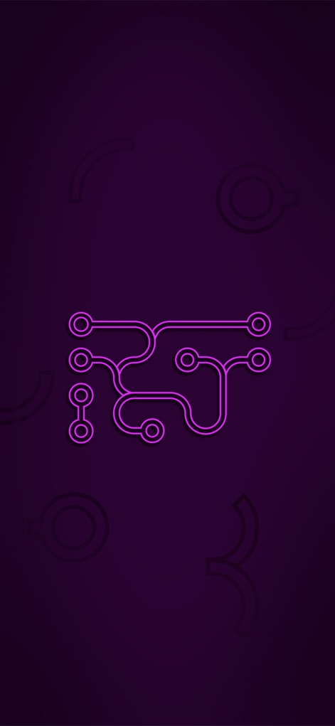 Infinity Loop: Relaxing Puzzle - Witness the app's potential for intricate designs, exemplified by a complex purple circuit-like pattern and gracefully connected lines.