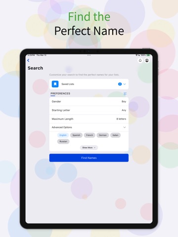 Baby Names with AI iPad screenshot