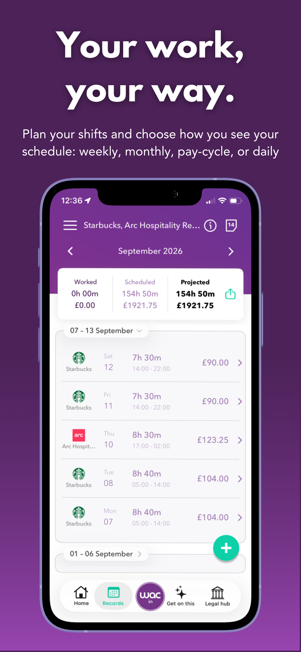 wac – shift & earnings tracker screenshot 6