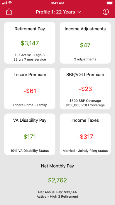 Military Retirement Screenshot