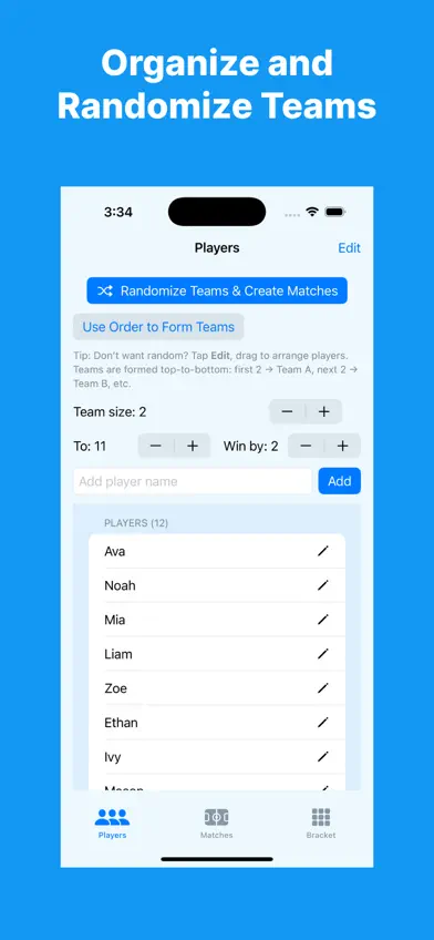 Pickleball Match Organizer screenshot 1
