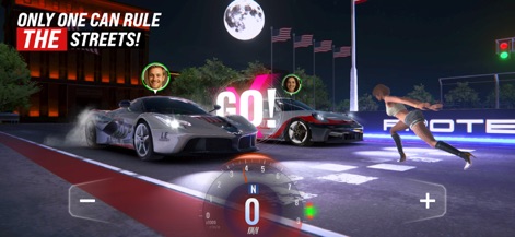 TDZ X: Traffic Driving Zone - Esta captura presenta a los vehículos de lujo alineados en la parrilla de salida, esperando el preciso indicador "GO!" para iniciar una emocionante carrera nocturna.