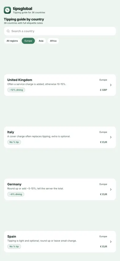 TipsGlobal: Tipping Guide screenshot 5