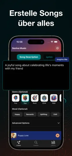 Screenshot von AI Song Generator - Soniva auf dem iPhone 2