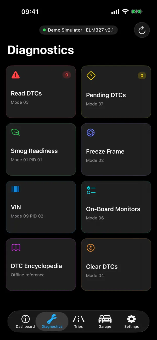 Screenshot #2 pour OBD Connector - OBD-II, ELM327