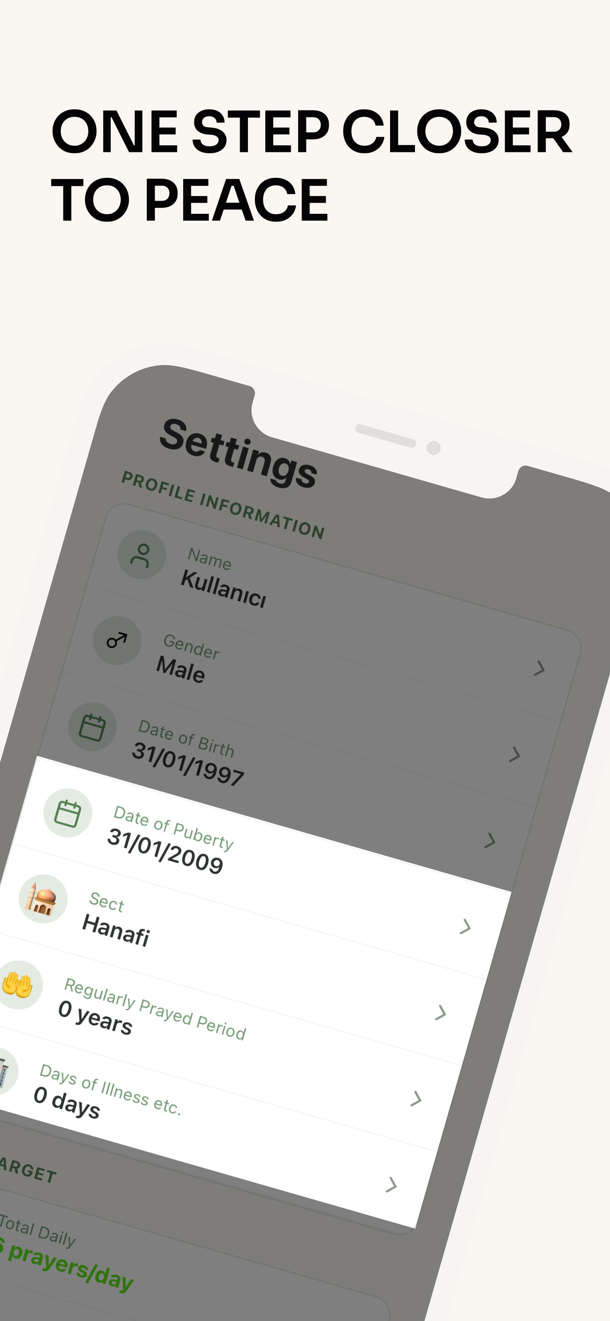 Peace: Missed Prayer Tracking
